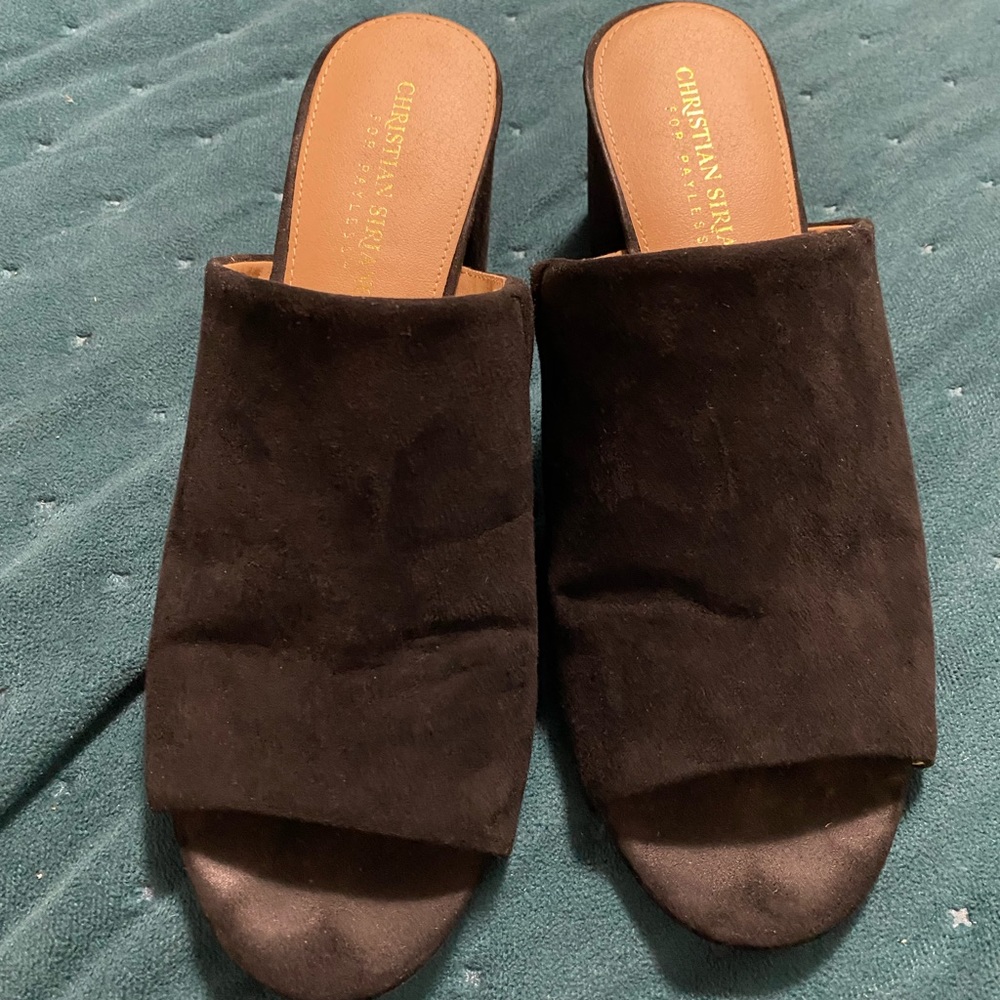 Faux suede mules